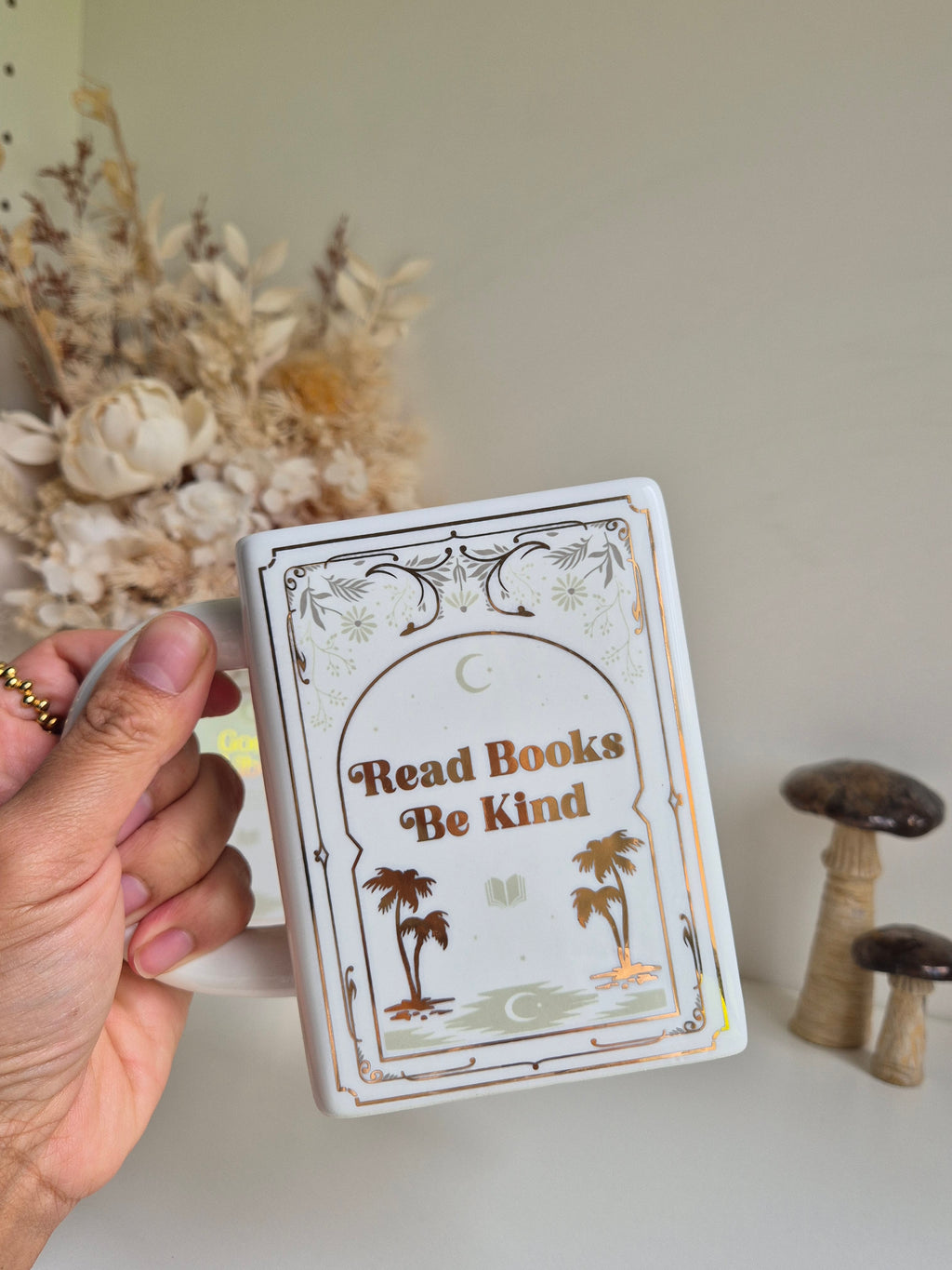Read Books Be Kind Ceramic Book Mug in White