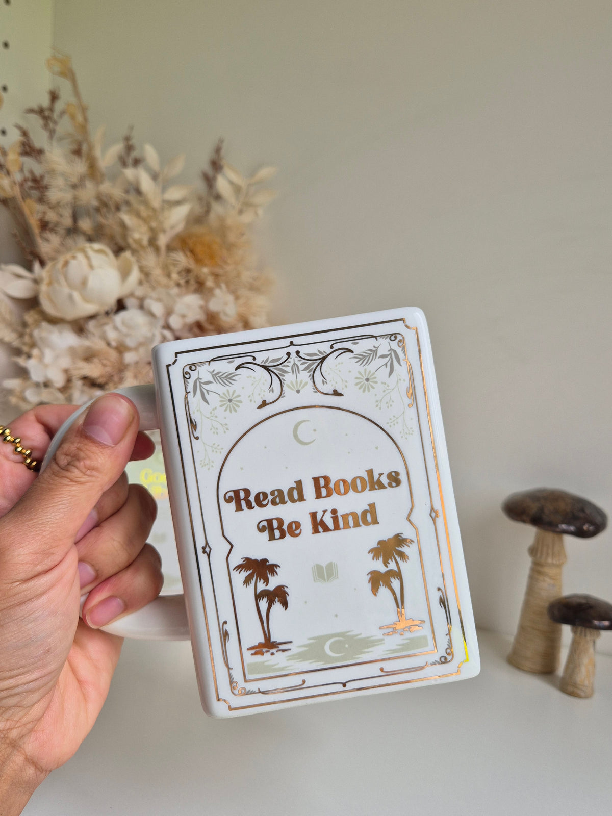 Read Books Be Kind Ceramic Book Mug in White