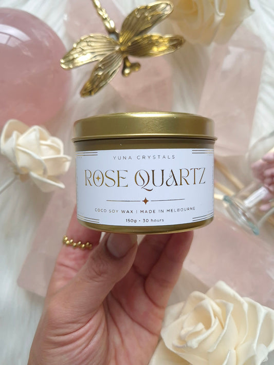 Rose Quartz Tin Candle