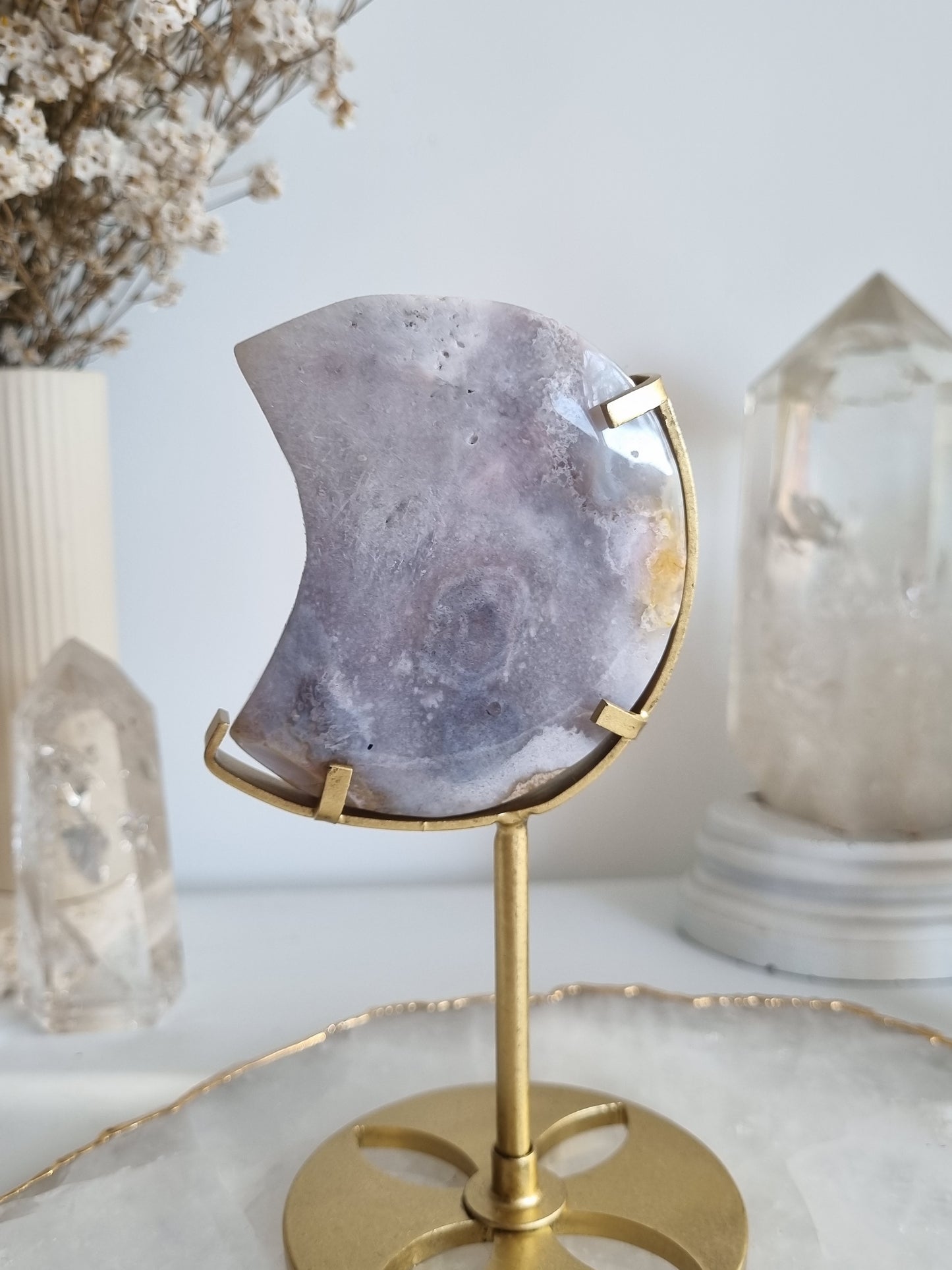 Pink Amethyst Moon on stand