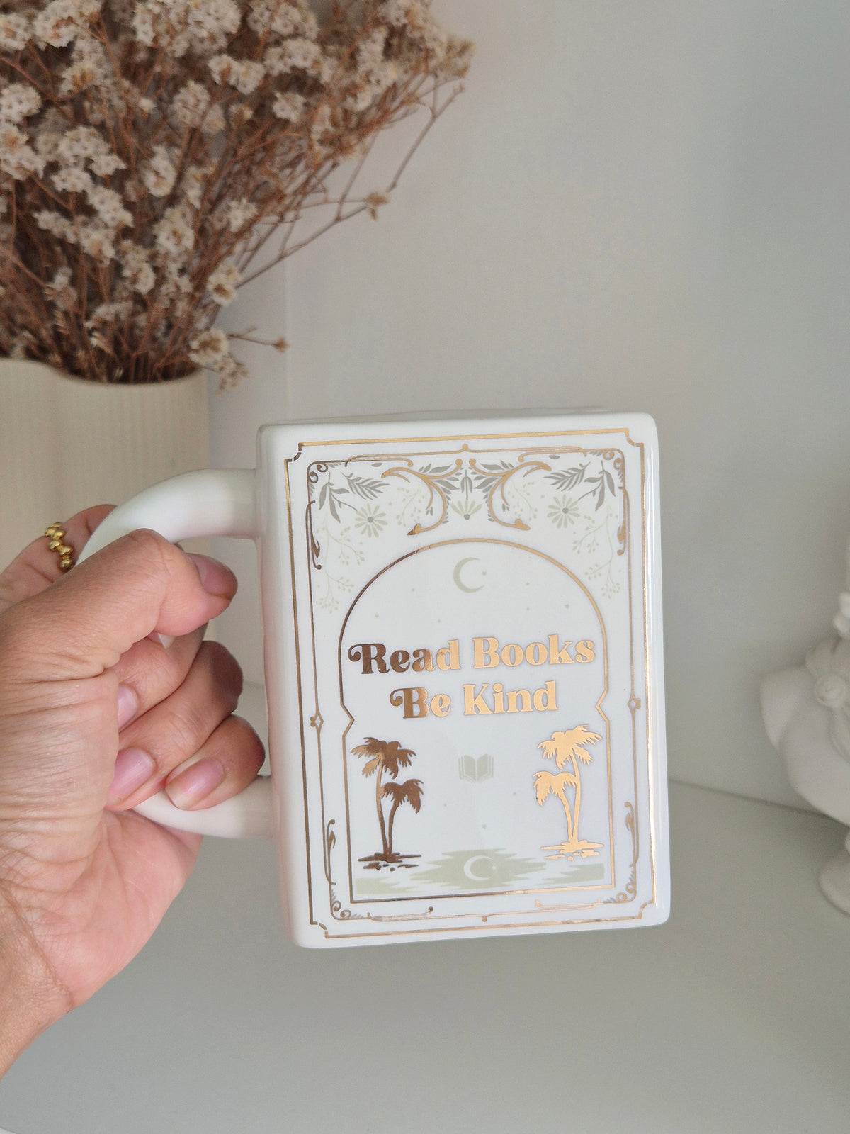 Read Books Be Kind Ceramic Book Mug in White