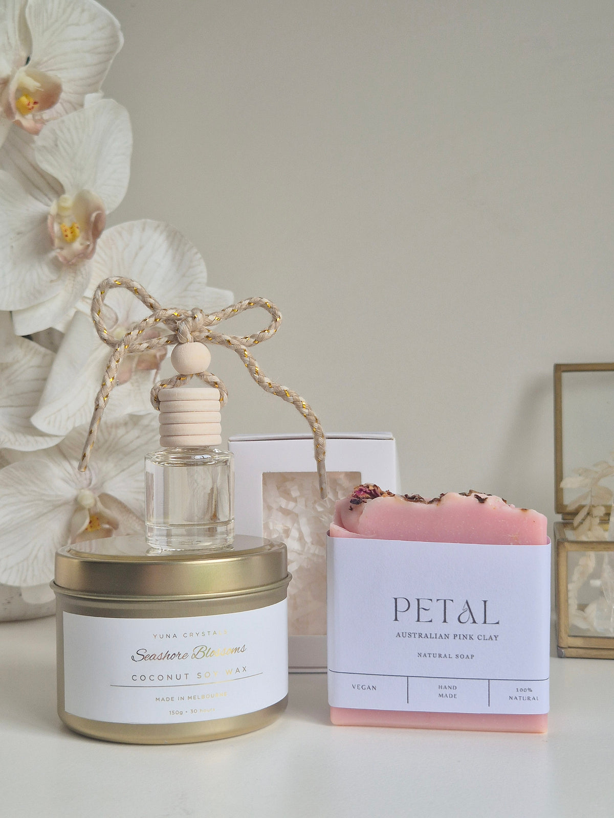 Mothers Day Mystery Gift Set - Tin Candle, Natural Soap and Hanging Diffuser