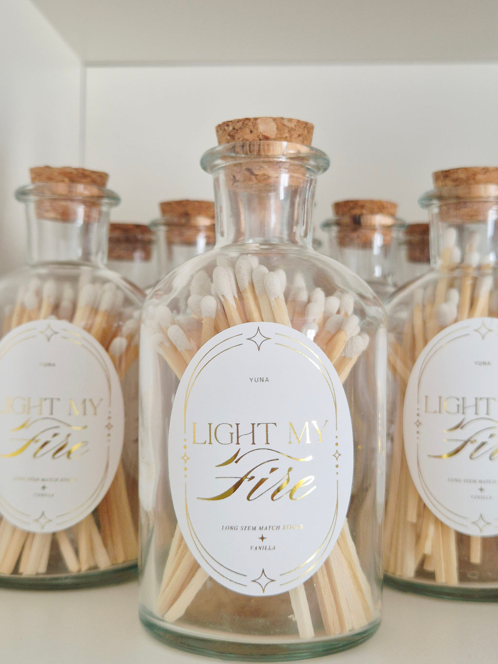 Pastel Matchsticks in Glass Potion Bottle