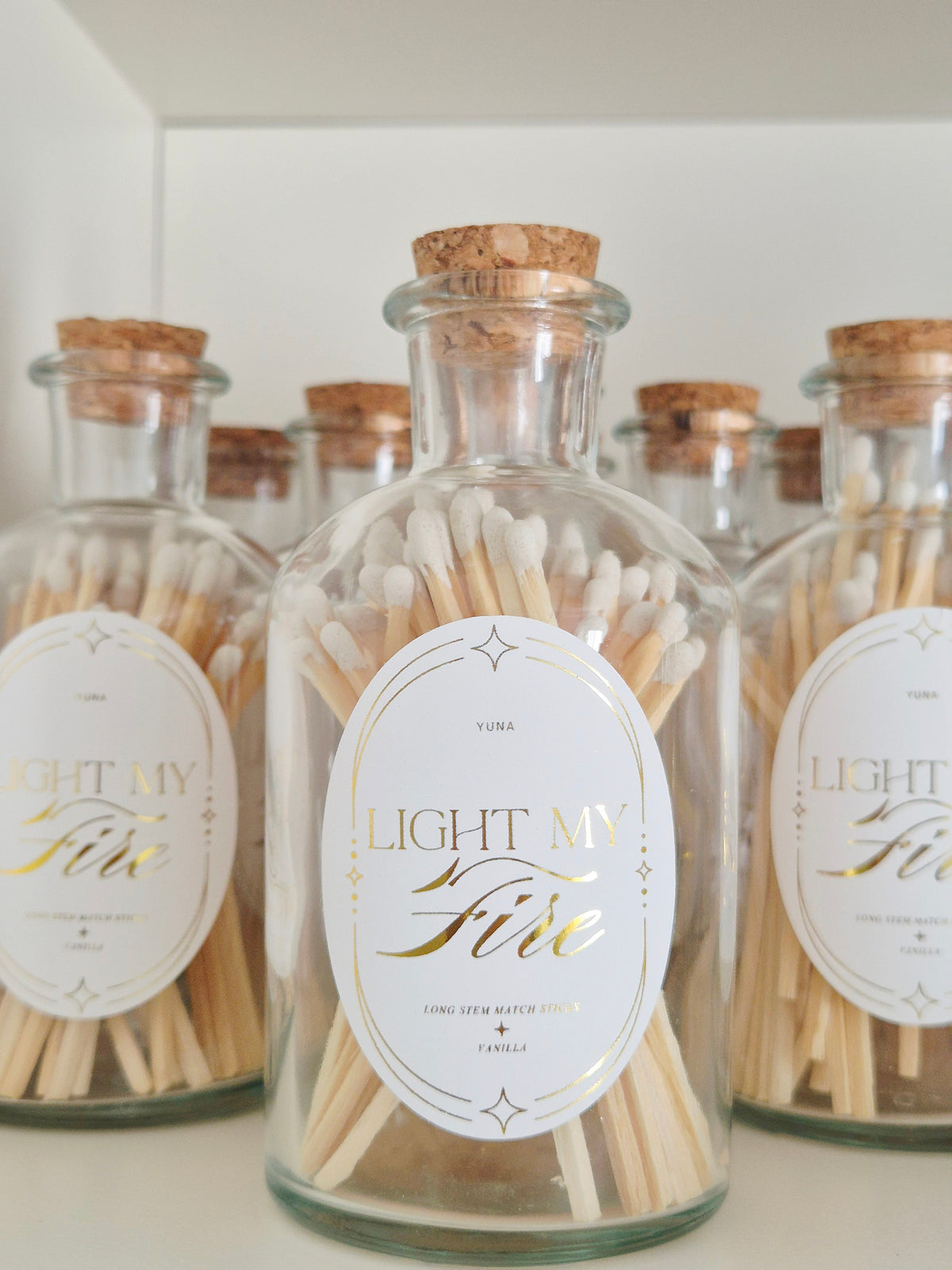 Pastel Matchsticks in Glass Potion Bottle