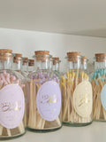 Pastel Matchsticks in Glass Potion Bottle