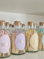 Pastel Matchsticks in Glass Potion Bottle