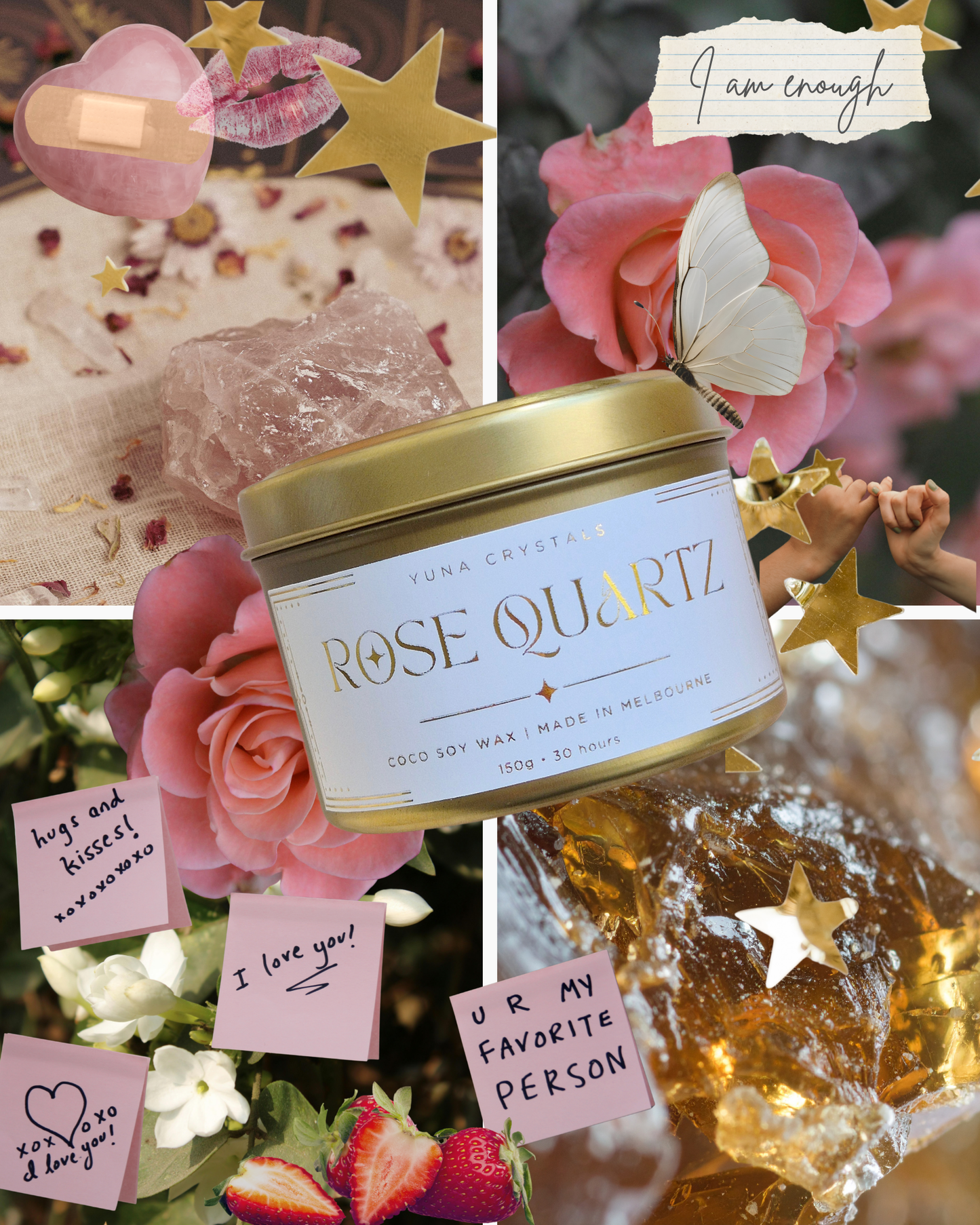 Rose Quartz Tin Candle