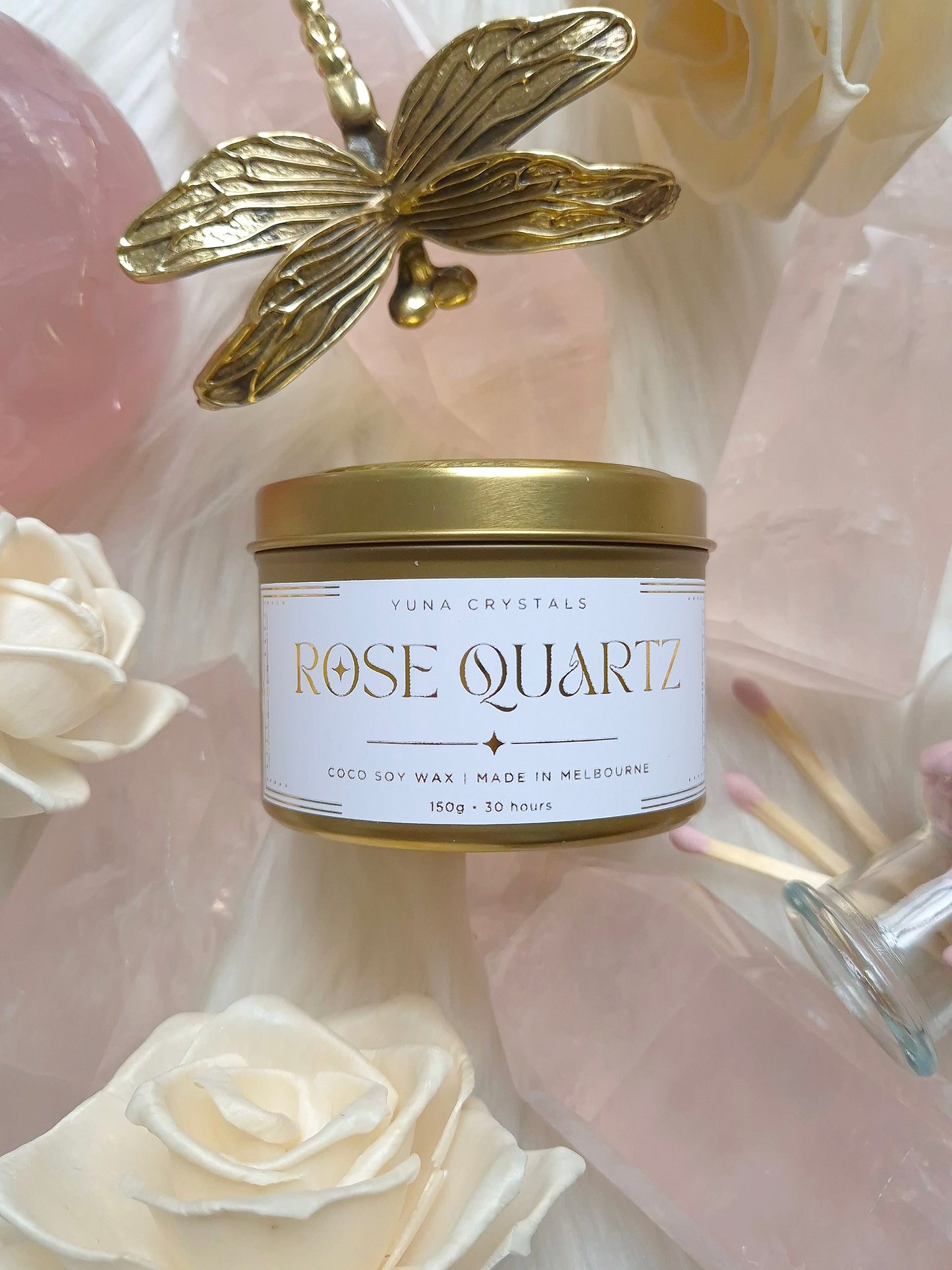 Rose Quartz Tin Candle