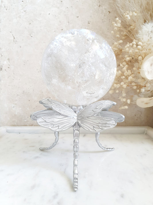 Dragonfly Sphere Stand Silver