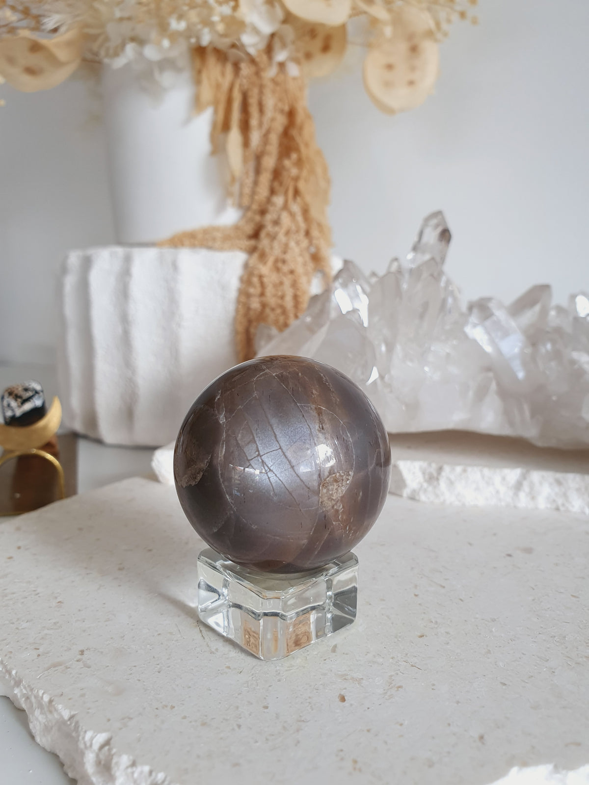 High Grade Black Moonstone with silver flash | BMS006