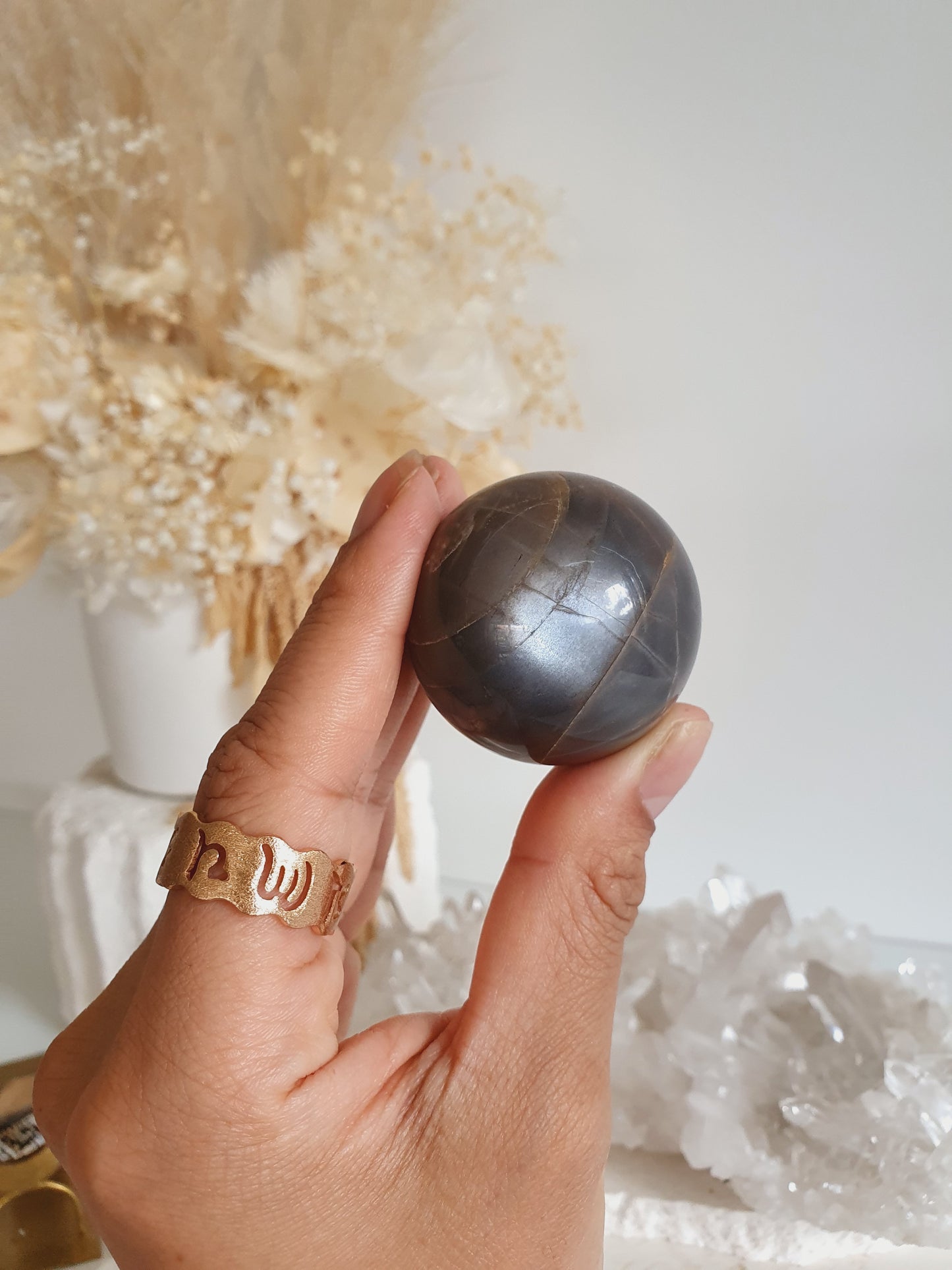 High Grade Black Moonstone with silver flash | BMS006