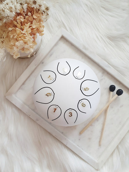 8 Note Tongue Drum | White