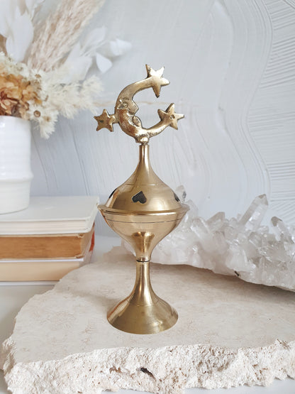 Brass Moon Incense Burner