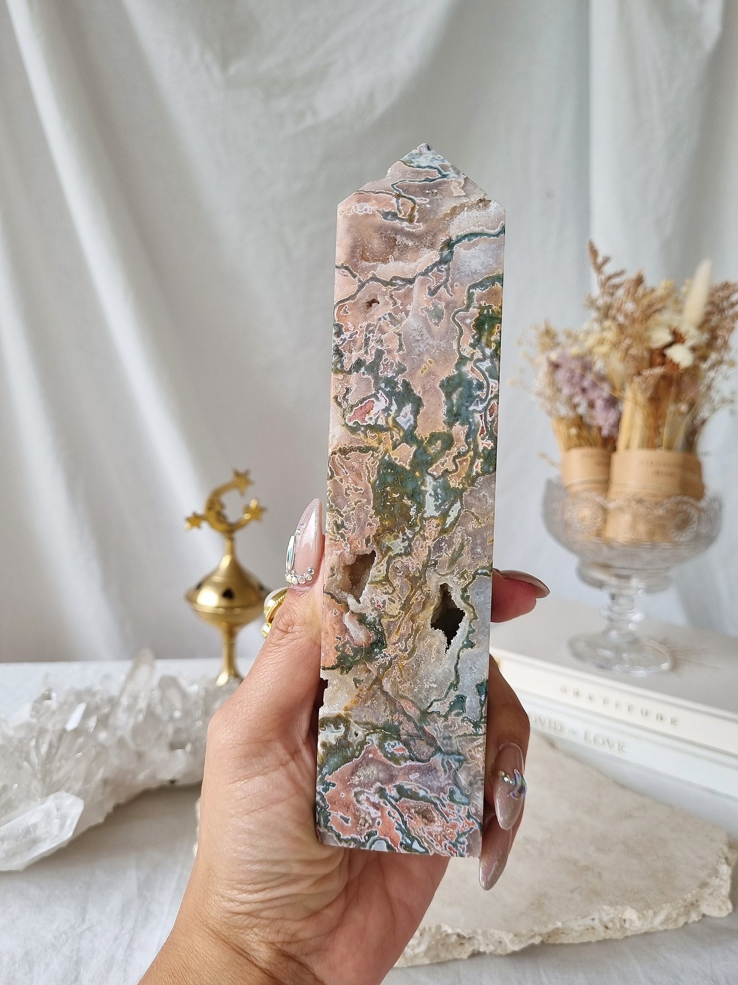 Pink Moss Agate Tower | PMAT001
