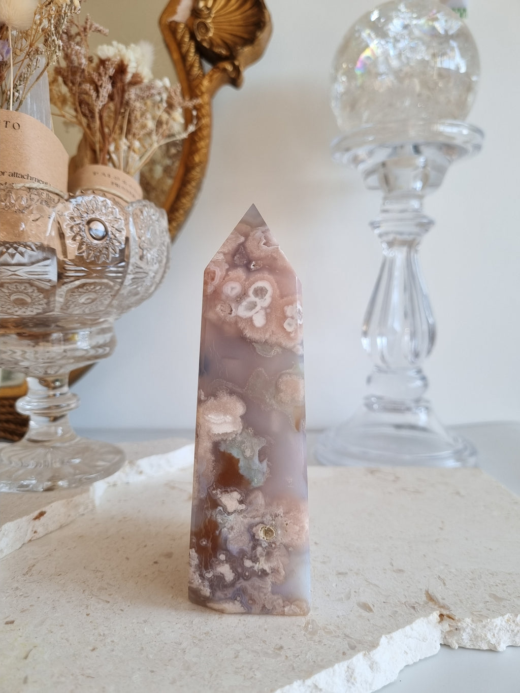 Purple Flower Agate Tower | FAT007